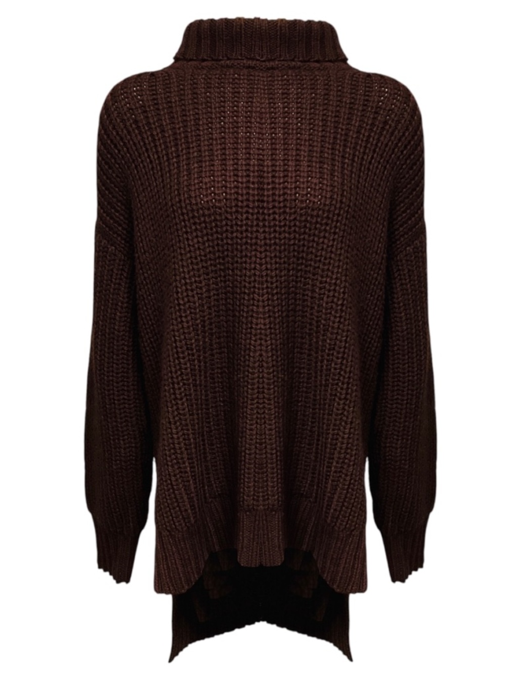 PETER DO BROWN HIGH LOW WOOL KNIT TURTLENECK SWEATER
